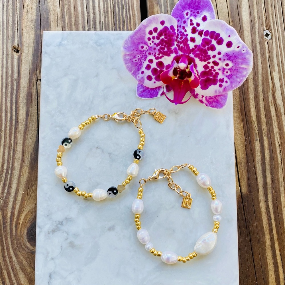 DANNIJO Valeria Bracelet Freshwater Pearl Yin Yang set NWT - Picture 9 of 16